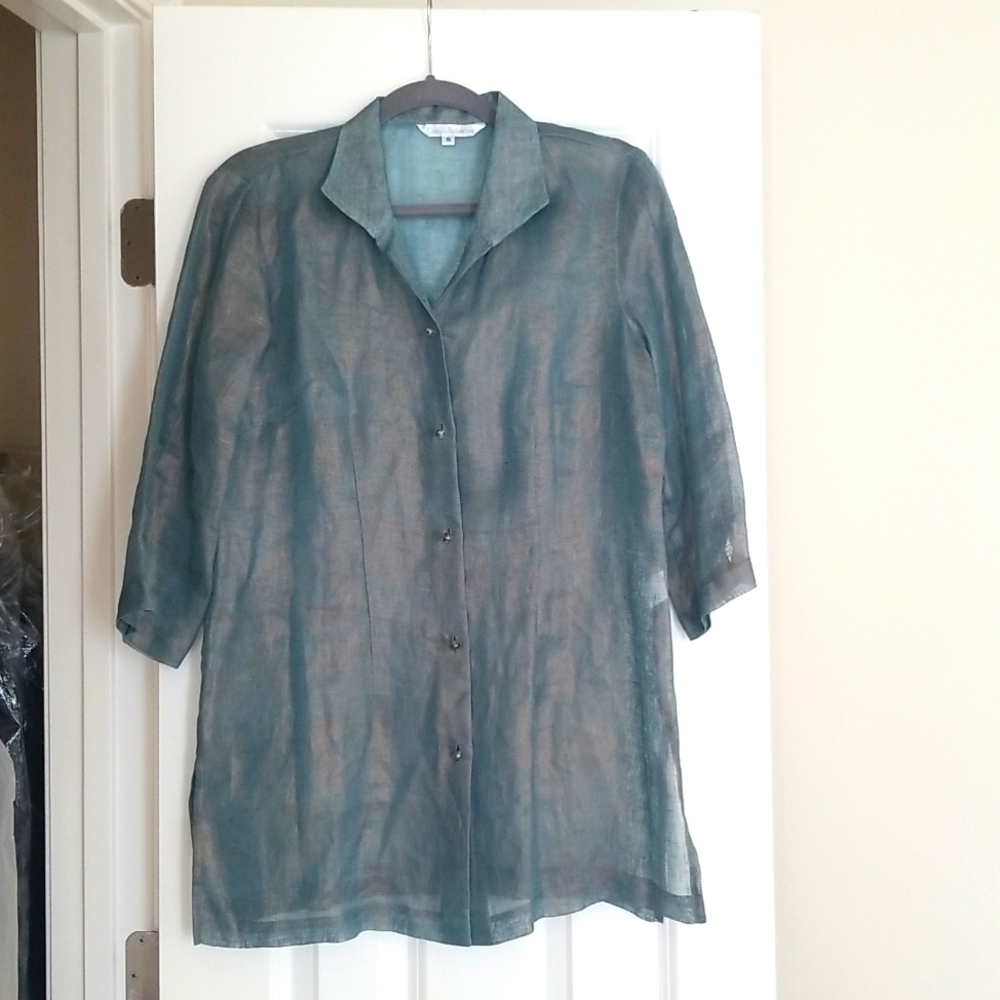 Connie Roberson Blouse Size S, Silk/Linen
